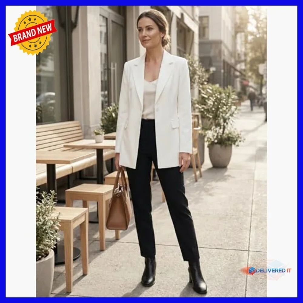 Lightweight Long Sleeve Blazer Regular Fit Office Casual Jacket